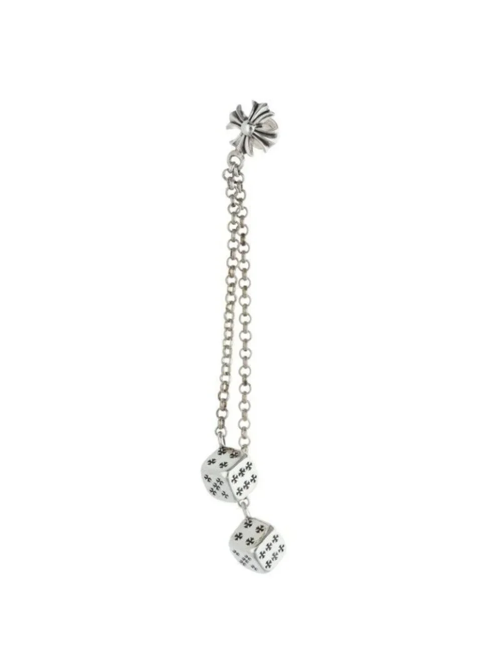 Chrome Hearts Chain Drop Dice 2 Silver Earrings